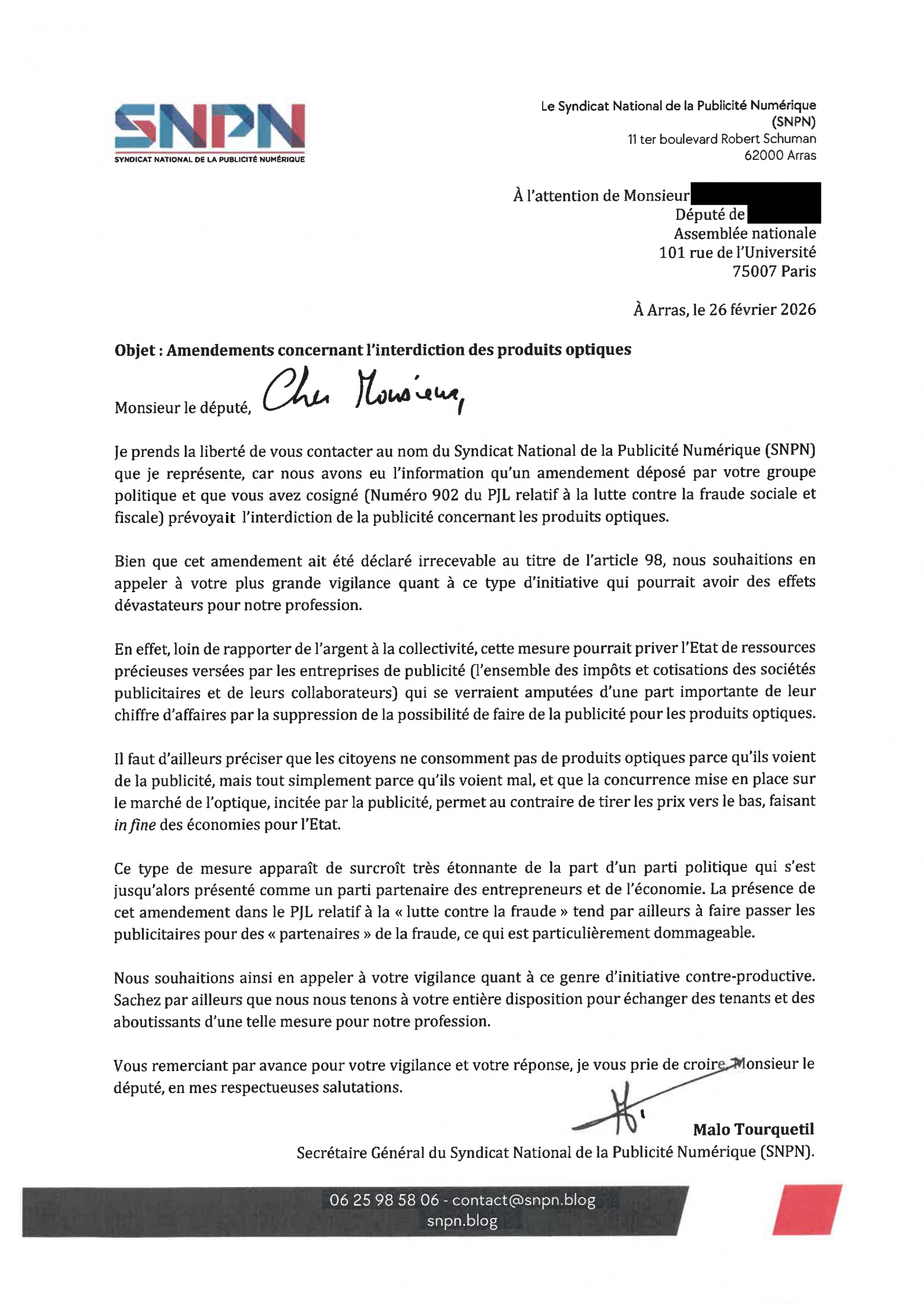 ❌ Amendements voulant interdire la publicité pour les produits optiques : le SNPN interpelle les élus !